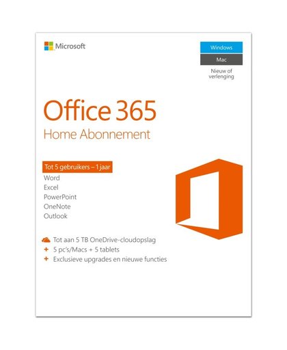 Microsoft Office 365 Home - Nederlands - 1 Jaar Abonnement