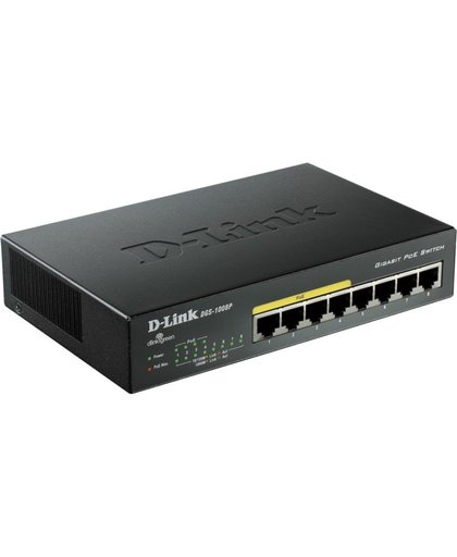 D-Link DGS-1008P netwerk-switch Zwart Power over Ethernet (PoE)