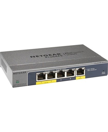 Netgear GS105PE Onbeheerde netwerkswitch L2 Gigabit Ethernet (10/100/1000) Power over Ethernet (PoE) Grijs