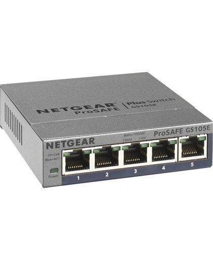 Netgear ProSAFE Unmanaged Plus Switch - GS105E - 5 Gigabit Ethernet poorten
