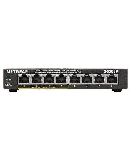 Netgear GS308P-100PES netwerk-switch Unmanaged L3 Gigabit Ethernet (10/100/1000) Zwart Power over Ethernet (PoE)
