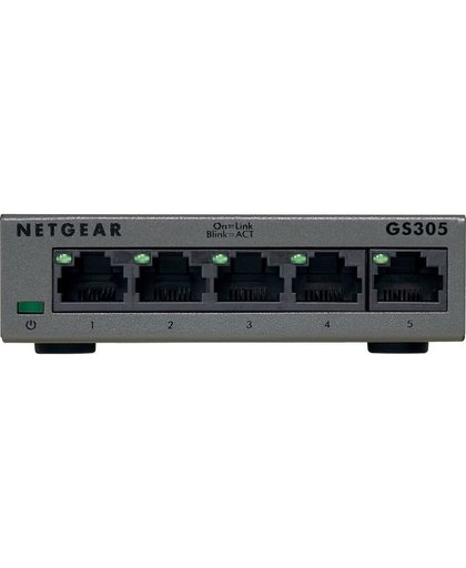 Netgear GS305-100PES Onbeheerde netwerkswitch L2 Gigabit Ethernet (10/100/1000) Grijs netwerk-switch