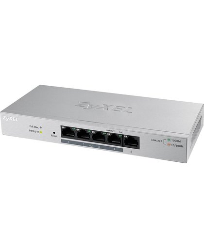 ZyXEL GS1200-5HP Beheerde netwerkswitch Gigabit Ethernet (10/100/1000) Power over Ethernet (PoE) Grijs