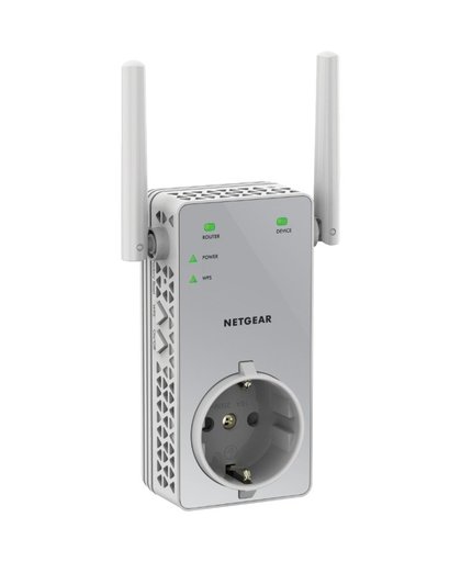 Netgear EX3800 WiFi Range Extender AC750, Dual-Band - 1 Fast Ethernet poort met geïntegreerd stopcontact