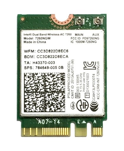 Intel Dual Band Wireless-AC 7265+BT M.2 Intern WLAN/Bluetooth 867Mbit/s