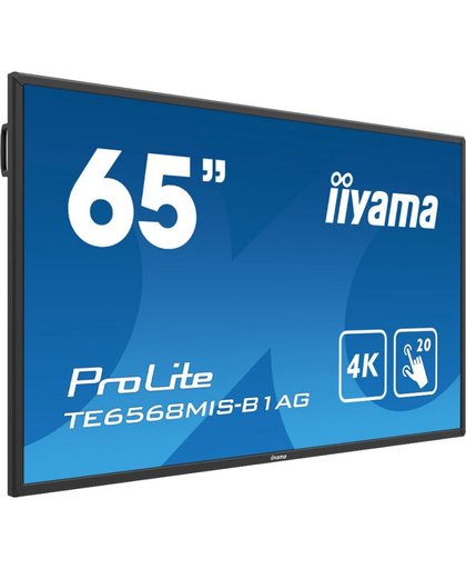 iiyama ProLite TE6568MIS-B1AG touch screen-monitor 163,8 cm (64.5") 3840 x 2160 Pixels Zwart Multi-touch Multi-gebruiker