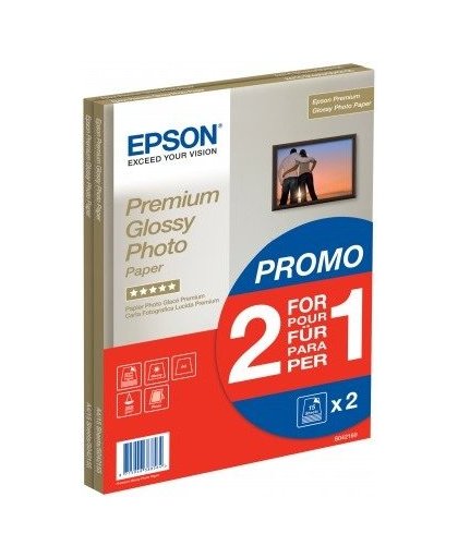 Epson Premium Glossy Photo Paper 2 voor de prijs van 1, DIN A4, 255g/m², 30 Vel pak fotopapier