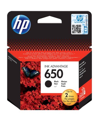 HP 650 inktcartridge Zwart Pigment