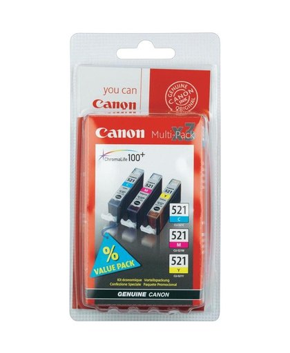 Canon CLI-521 C/M/Y inktcartridge Cyaan, Magenta, Geel