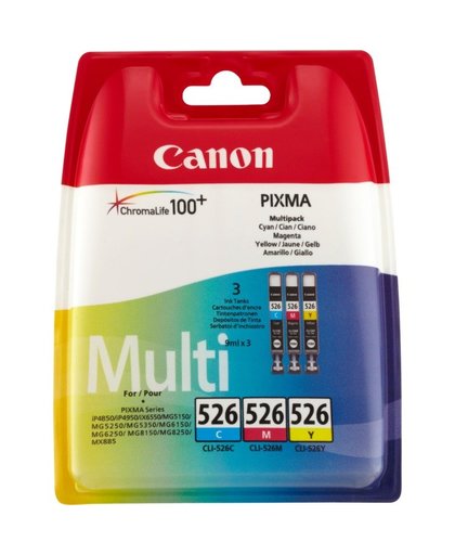 Canon CLI-526 C/M/Y Pack inktcartridge Cyaan, Magenta, Geel