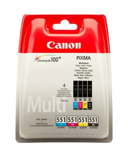 Canon CLI-551 C/M/Y/BK w/o sec inktcartridge Zwart, Cyaan, Magenta, Geel
