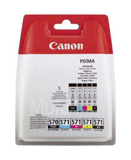 Canon PGI-570/CLI-571 PGBK/C/M/Y/BK inktcartridge Zwart, Cyaan, Zwart Pigment, Geel, Magenta 15 ml 7 ml