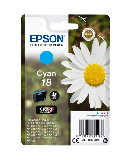 Epson C13T18024012 inktcartridge Cyaan 3,3 ml 180 pagina's