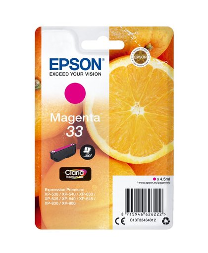 Epson C13T33434012 inktcartridge Magenta 4,5 ml 300 pagina's