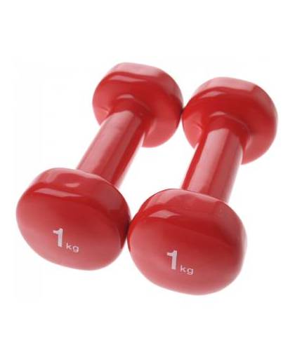 Sportec dumbbells 1 kg rood 2 stuks