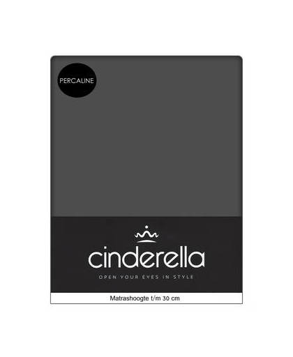 Cinderella hoeslaken percaline optiform antracite-180 x 200 cm