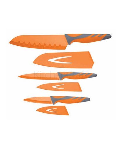 Set van 3 messen met beschermhoes - colour works - oranje
