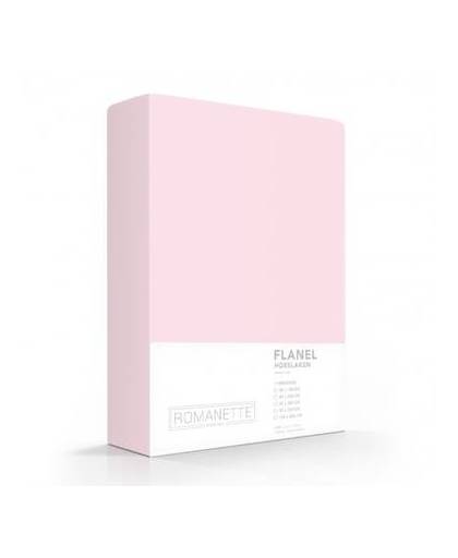 Flanellen hoeslaken roze romanette-180 x 200 cm
