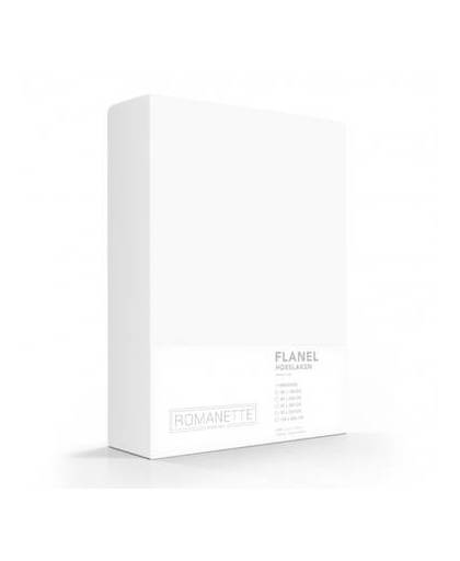 Flanellen hoeslaken wit romanette-90 x 220 cm