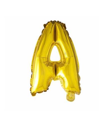 Folie ballon letter a goud 41cm met rietje