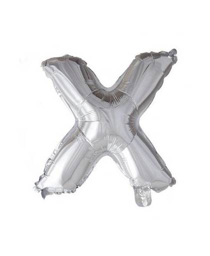 Folie ballon letter x zilver 41cm met rietje