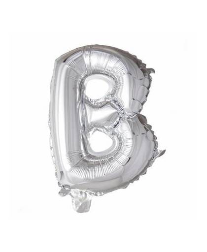 Folie ballon letter b zilver 41cm met rietje