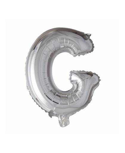 Folie ballon letter g zilver 41cm met rietje