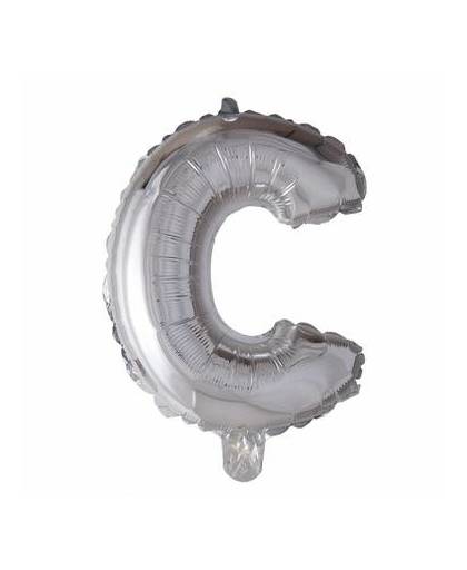 Folie ballon letter c zilver 41cm met rietje