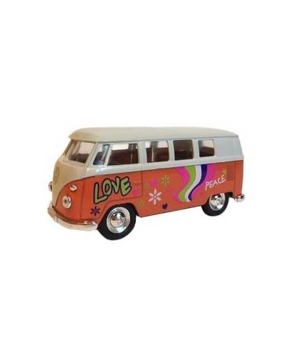 Speelgoed volkswagen oranje hippiebus 15 cm