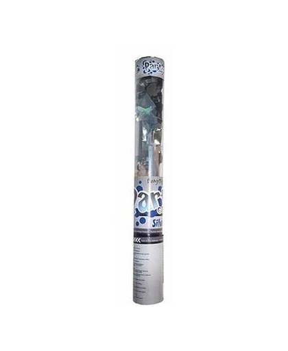 Transparant confetti kanon zilver 40 cm