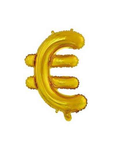 Folie ballon euroteken € goud 41cm met rietje