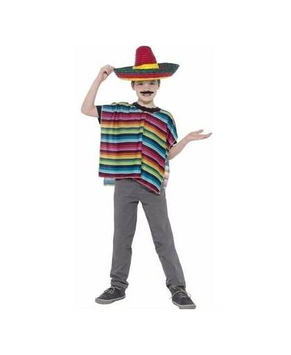 Gekleurde poncho en sombrero voor kinderen