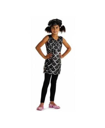 Zwart glitter pailletten jurkje voor meisjes 3-6 jaar
