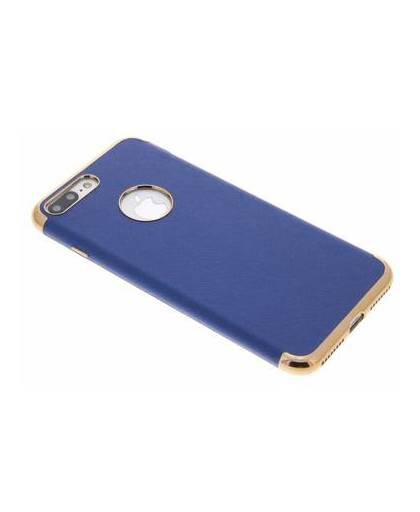 Blauw leder look tpu hoesje met metallic rand voor de iphone 8 plus / 7 plus