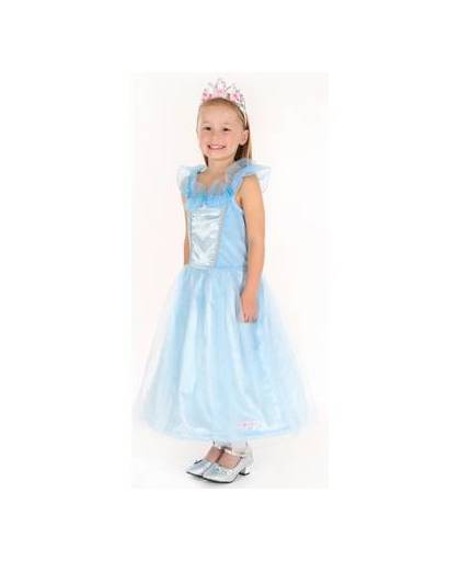 Luxe prinses jurkje blauw 8-10 jaar (128-140)