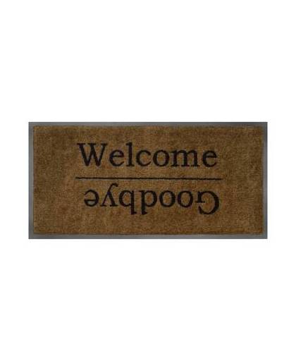 Droogloopmat welcome/goodbye bruin 40x80 cm