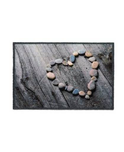 Droogloopmat stenen hart 50x75 cm