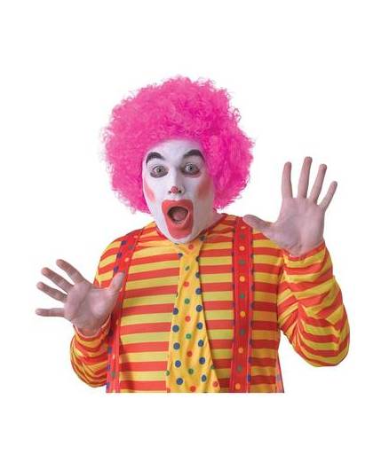 Voordelige roze clownspruik voor volwassenen