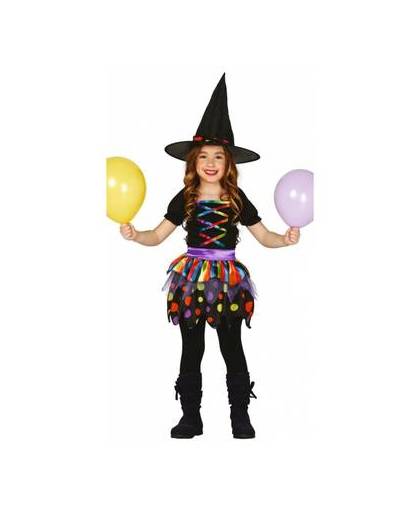 Gekleurd heksen kostuum voor meisjes 110-116 (5-6 jaar)