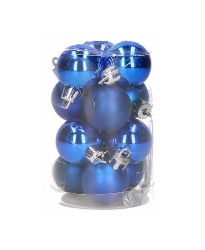 Plastic mini kerstballen kobalt 12 stuks 3 cm