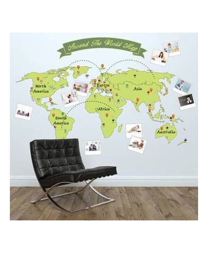Walplus home decoratie sticker - rond de wereld kaart