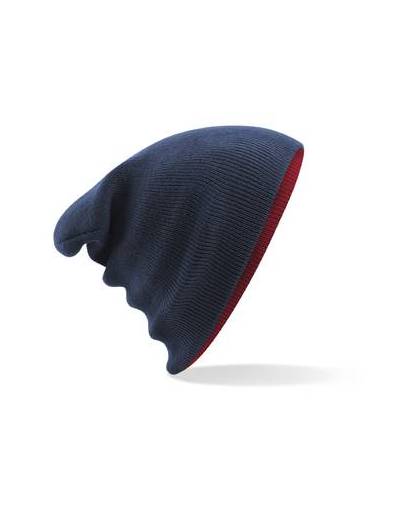 Beechfield reversible contrast beanie classic red/french navy