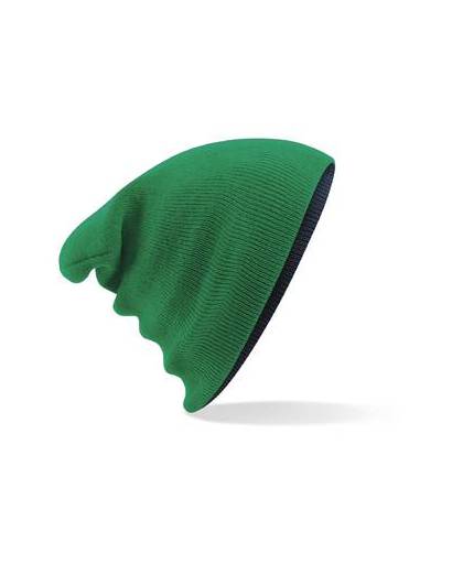 Beechfield reversible contrast beanie kelly green/french navy
