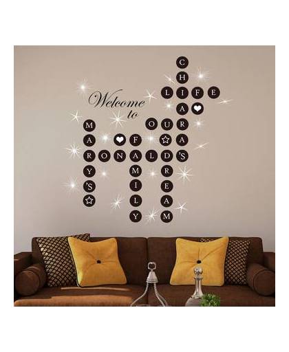 Walplus home decoratie sticker - persoonlijke woord puzzels met 20 swarovski kristallen
