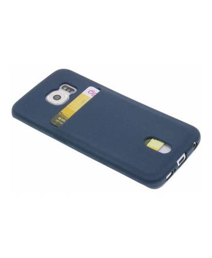 Donkerblauwe tpu siliconen card case voor de samsung galaxy s6 edge