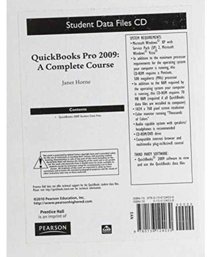 Student Data CD for QuickBooks 2009 Complete, QuickBooks Pro 2009