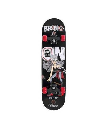 Playlife skateboard wolflady 79 cm zwart/rood