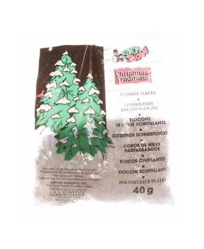Kerstboom versiering glitter sneeuwvlokjes 40 gram - nepsneeuw