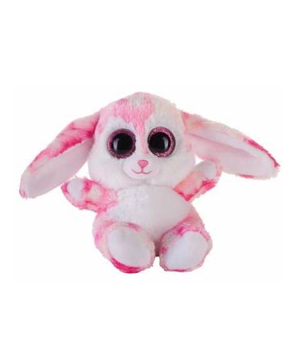 Pluche haas/konijn knuffeltje roze 15 cm
