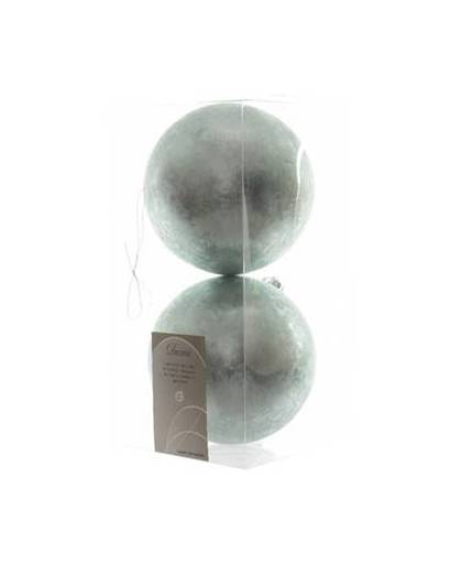 Kerstballen kunststof 10cm eucalyptus 2x kerstartikelen